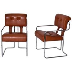Guido Faleschini Pair of Cognac Leather Tucroma Chairs for Pace Mariani, 1970s 7