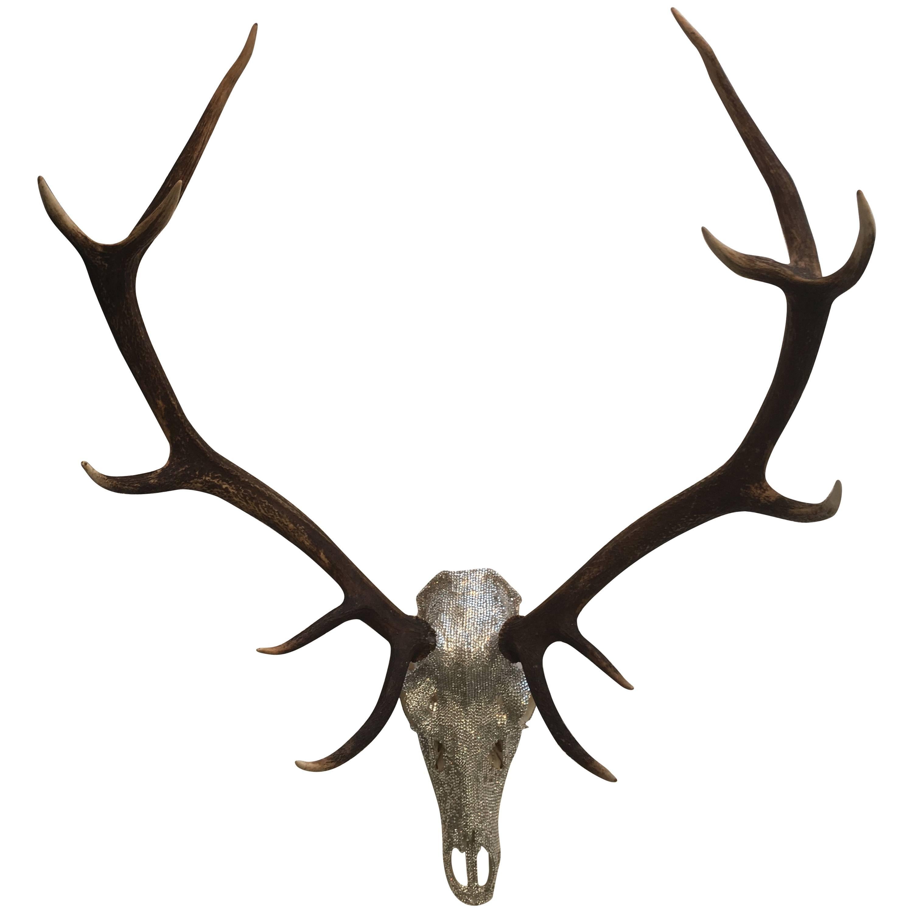Swarovski Diamond Paved Deer Skul by Lotty Alexander For Sale