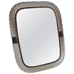 Rare Large Murano Venini Vanity Mirror with Gold Dust