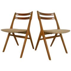 Pair of Danish Modern Sculpted Back Dining Chairs