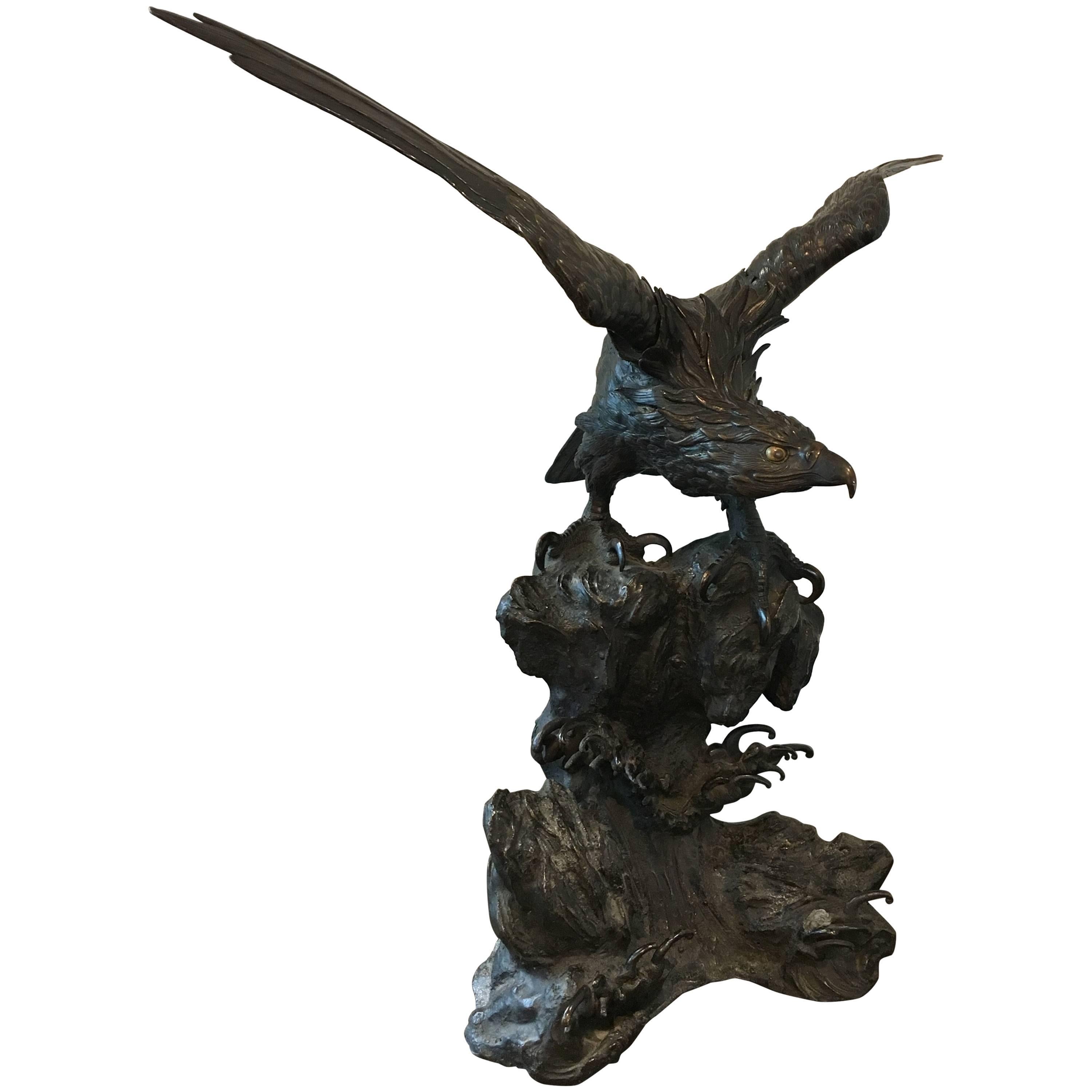Large Japanese Meiji Period Bronze Eagle