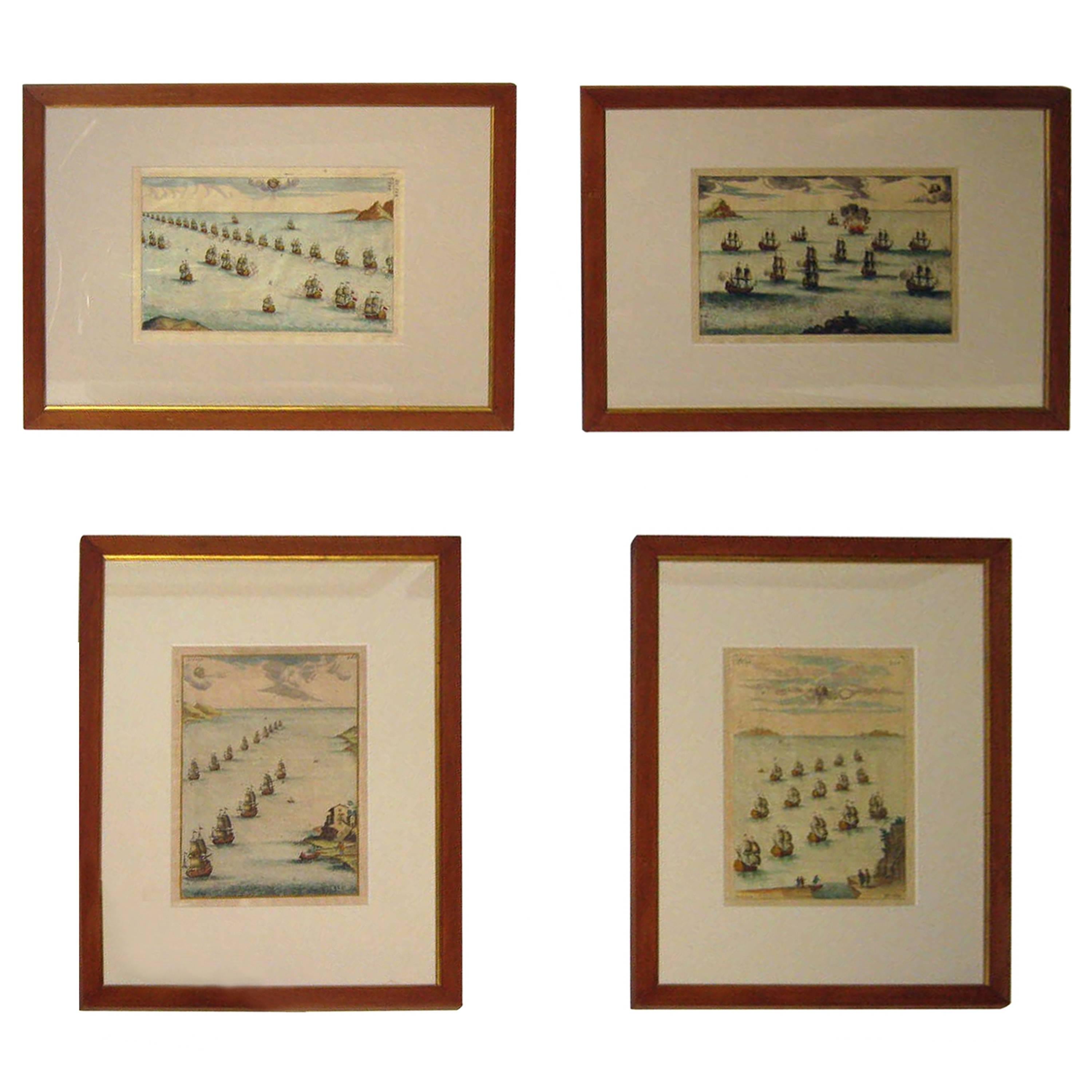 18th century Set Hand Colored Nautical Engravings
