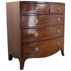 Antique Mahogany Bowfront Chest of Drawers with Satinwood Stringing