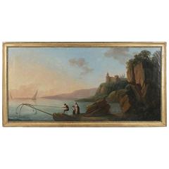 Late-18th Century Seascape Manner of Lacroix De Marseille Fishing by Sundown