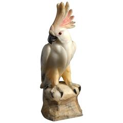Early 20th Century Carved Alabaster Cockatoo
