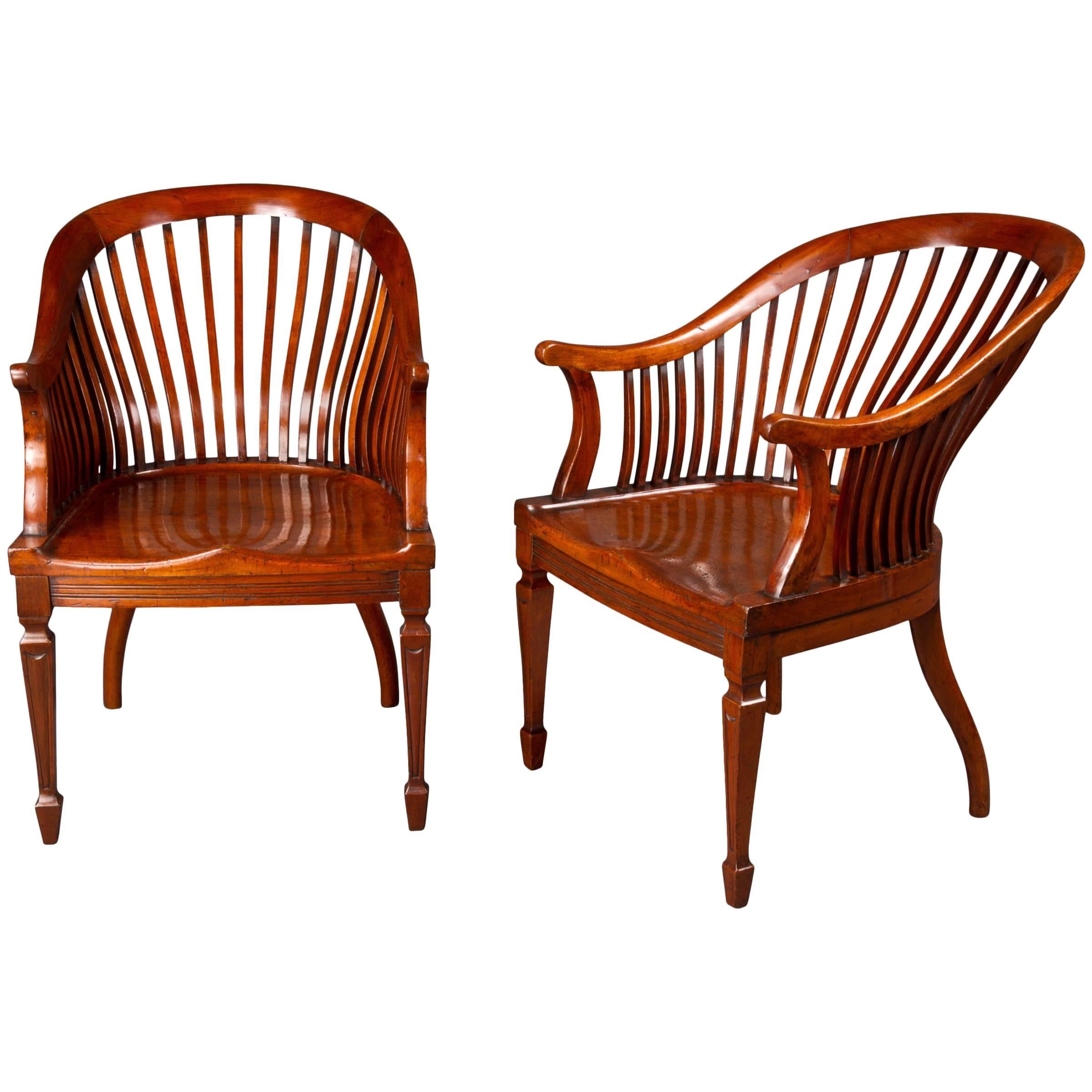Good Pair of Walnut Club Chairs For Sale