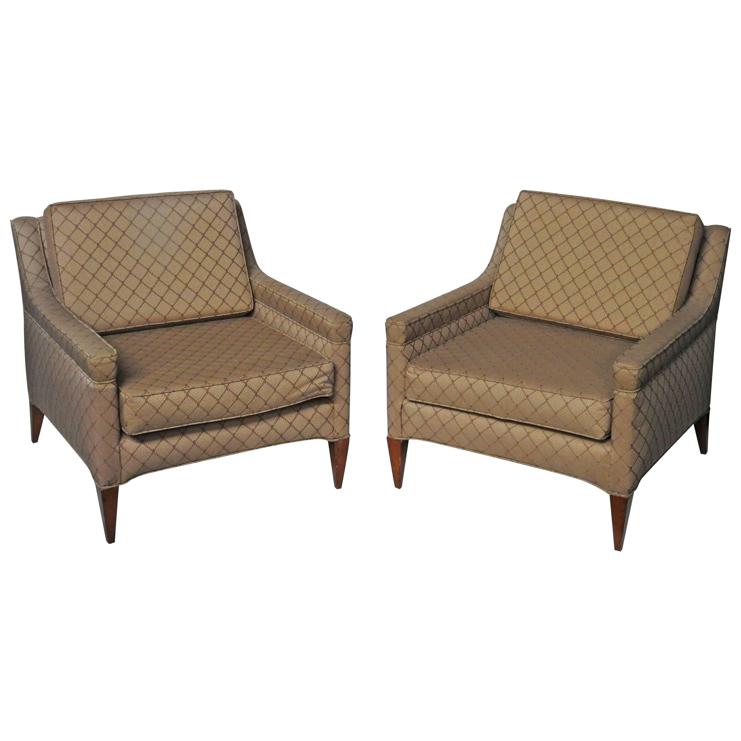 Pair of Mid-Century Modern Club Chairs by Dunbar For Sale