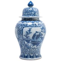 Chinese Blue and White Ginger Jar with Landscape Portraits 6
