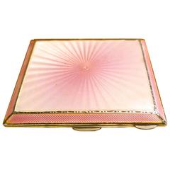 Silver & Walker Hall Marked Pink Guilloche Enamel Art Deco Cigarette Case