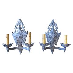Pair of Art Deco Cast Sconces 7