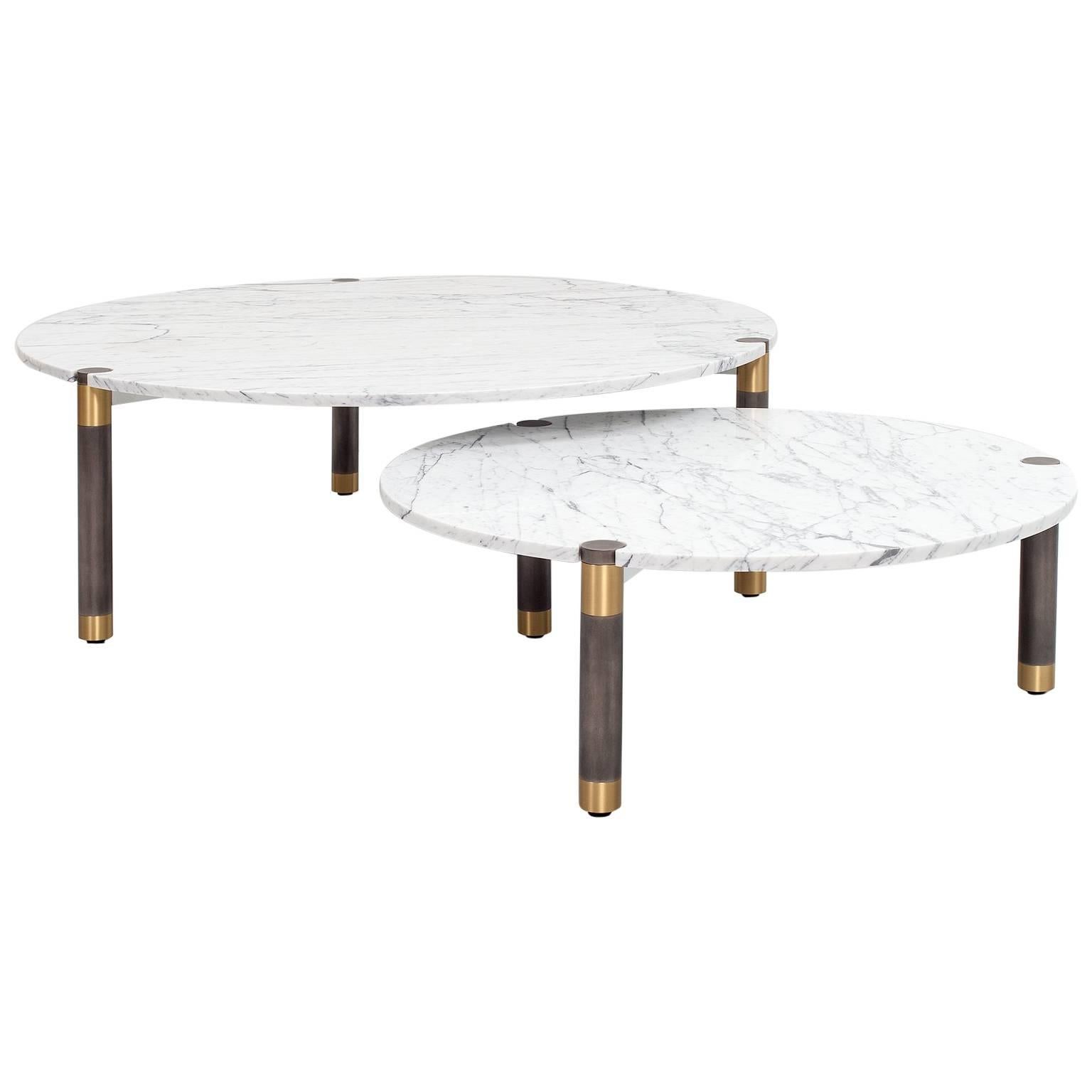 Nova Round Marble Coffee Table Set of Two by AVRAM RUSU STUDIO For Sale