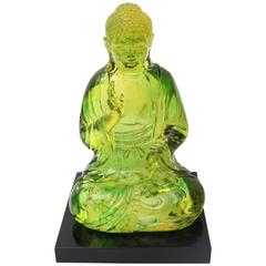 Jadeite Green Lucite Seated Buddha Sculpture