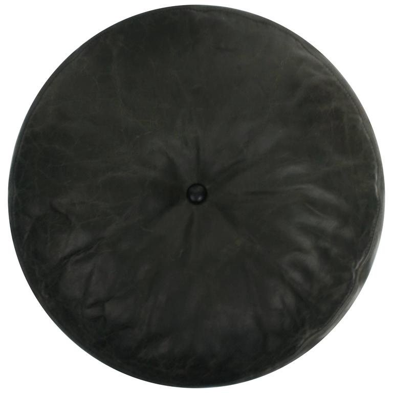 Scandinavian Modern Dark Green Round Leather Pillow, Sweden For Sale at 1stdibs