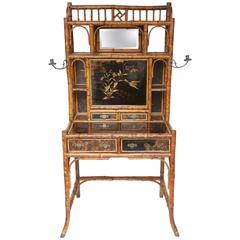 Rare 19th Century English Bamboo Desk Secretary