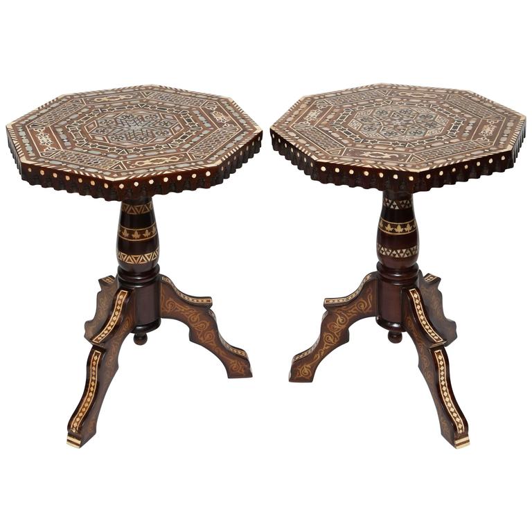 Geometric Table Octagonal Superb Pair of Vintage Syrian Mother of Pearl Octagonal Side Tables at ...
