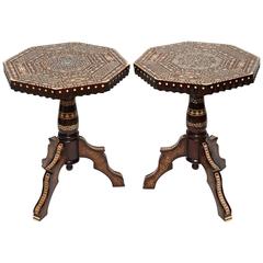 Superb Pair of Vintage Syrian Mother of Pearl Octagonal Side Tables