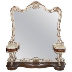Superb Italian Hand-Painted Console Table and Mirror