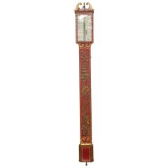 Antique Superb George III Chinoiserie Stick Barometer