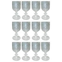 Antique American, 1920s Set of 12 Greek Key Cordials Glasses