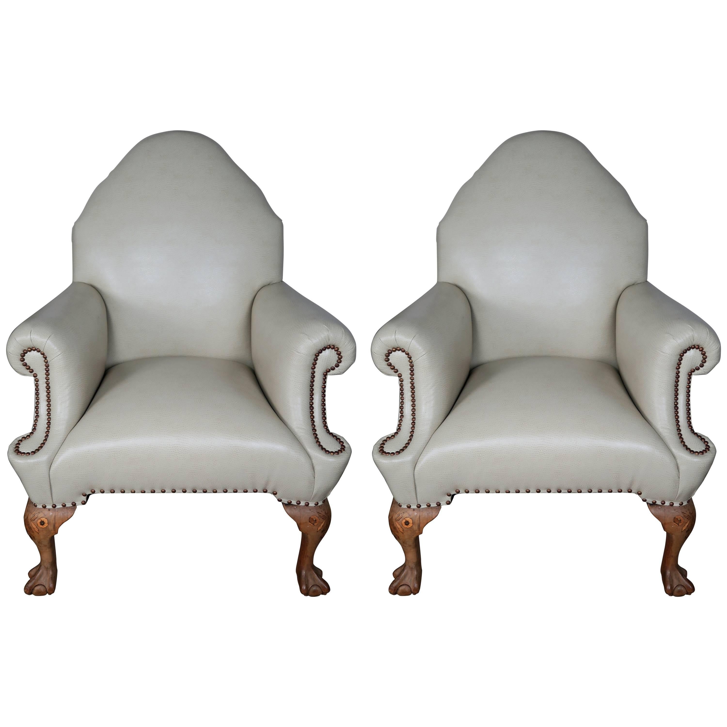 Pair of English Chippendale Style Armchairs