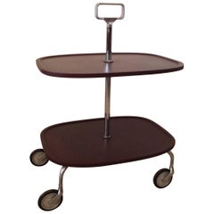 Two-Tier Chrome Rolling Server Bar Cart by Kartell
