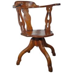Antique Italian, Tuscan Barber Armchair, Solid Walnut, circa 1840 4