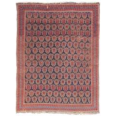Antique Mid 19th Century Red and Blue Afshar Rug