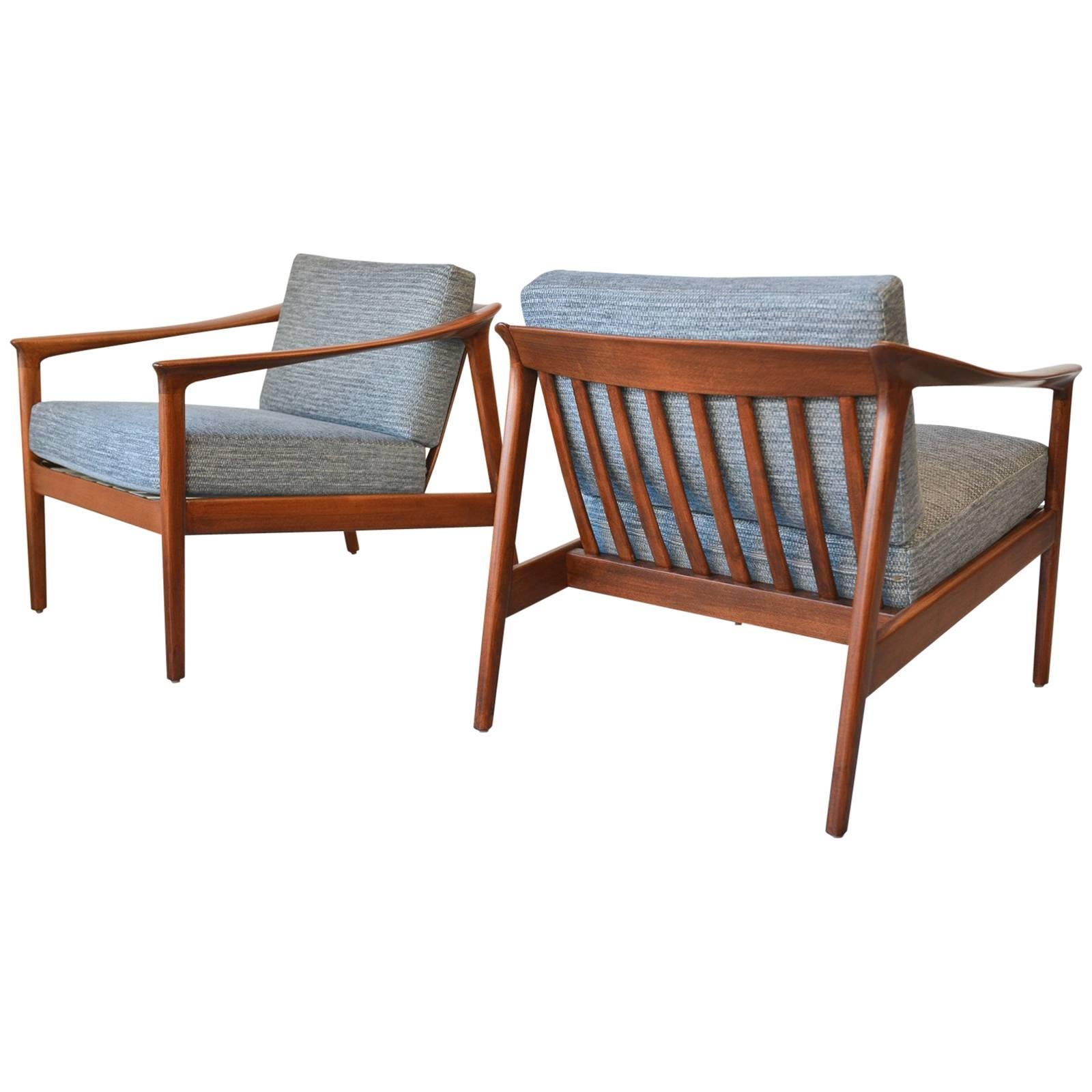 Pair of Sculpted Lounge Chairs by Folke Ohlsson for Bodafors Sweden, circa 1960