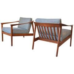 Pair of Sculpted Lounge Chairs by Folke Ohlsson for Bodafors Sweden, circa 1960