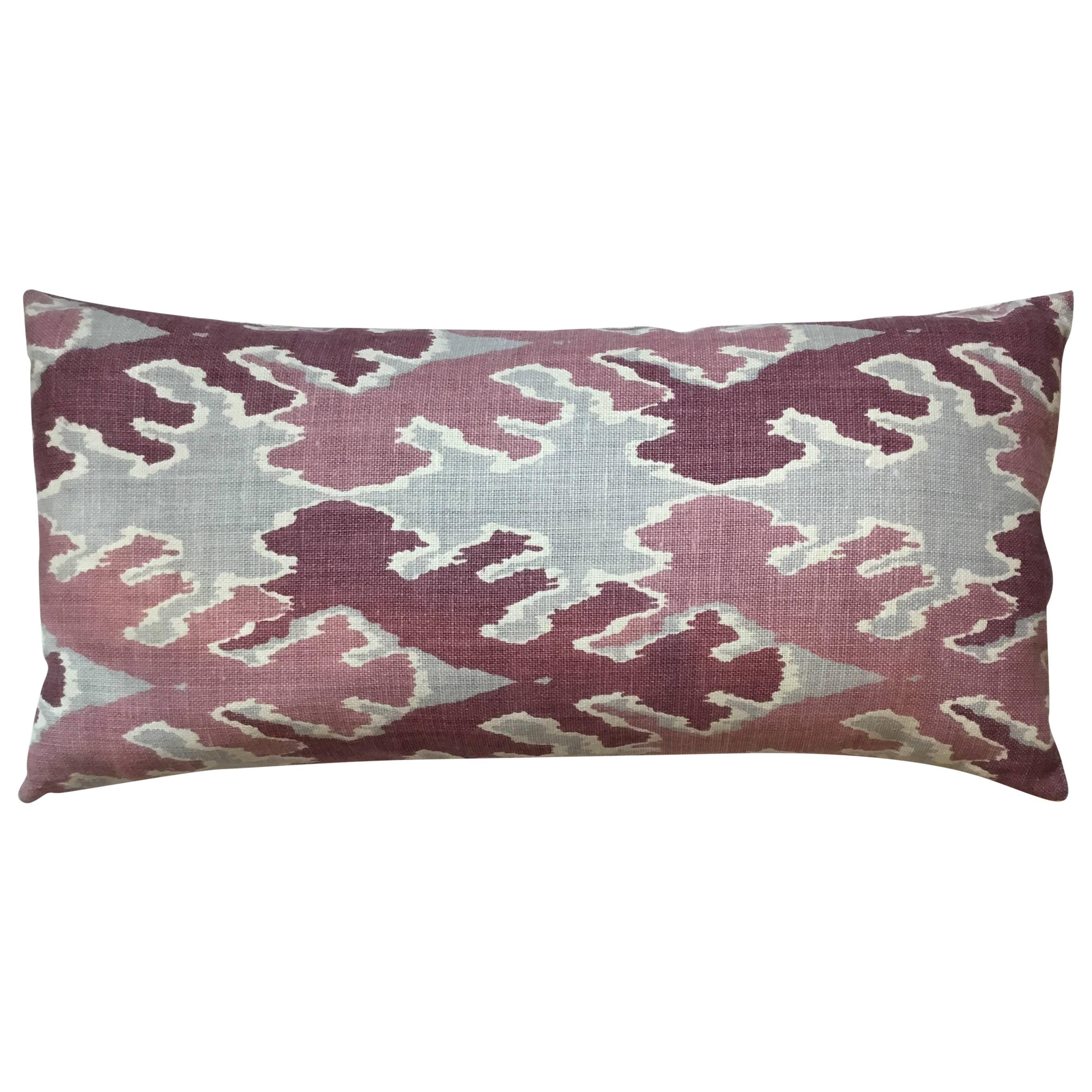 Purple and Grey Linen Ikat Pillow