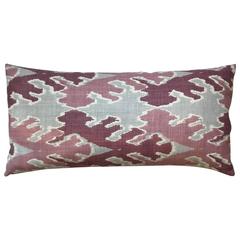 Purple and Grey Linen Ikat Pillow