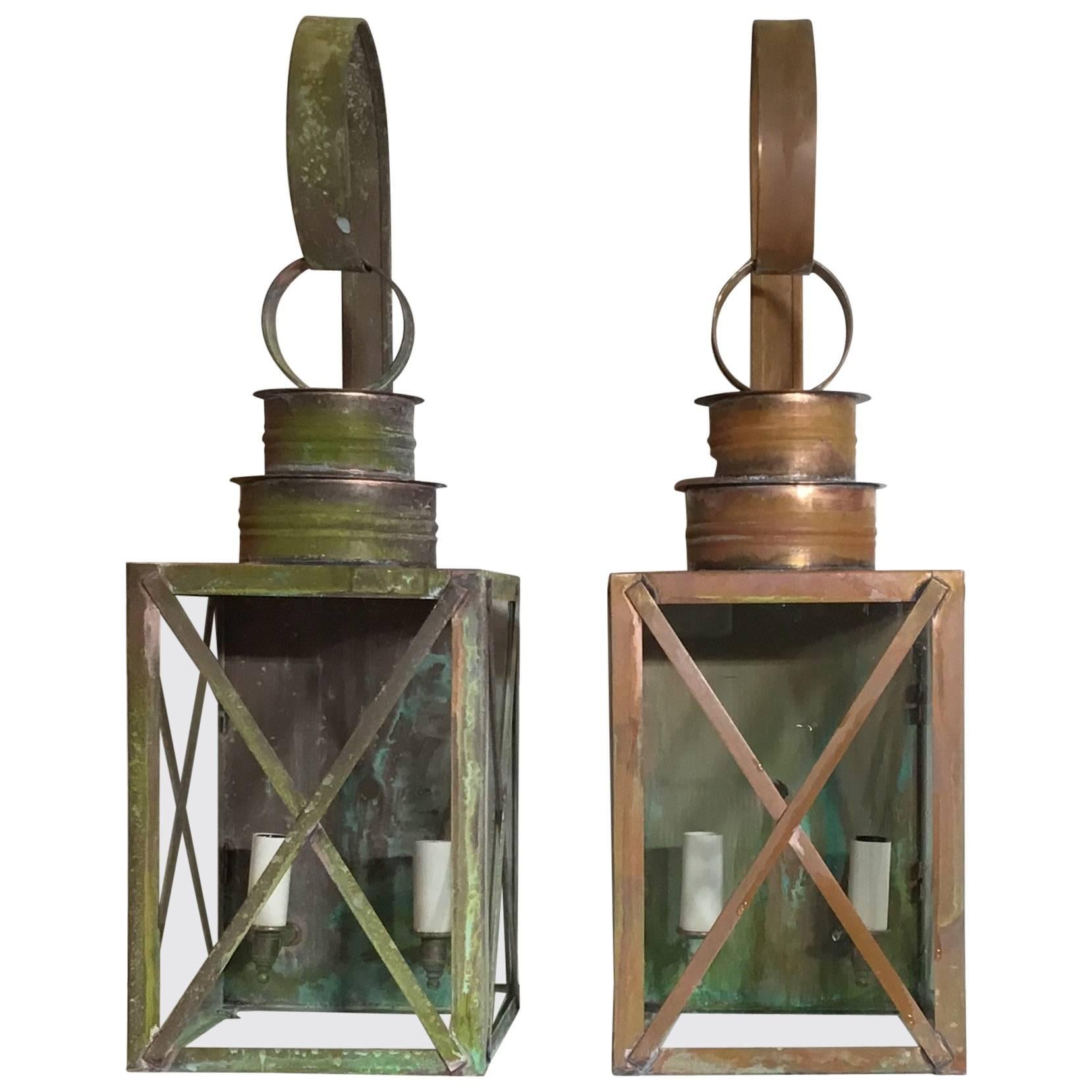 Pair of Elegant Wall Copper Lanterns