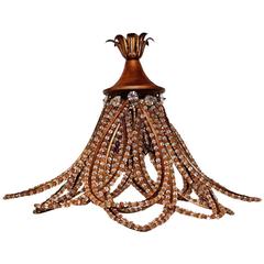 Gilt Metal and Amber Beads Light Fixture