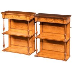 Pair of Late 19th Century Satinwood and Marquetry Hanging Shelves