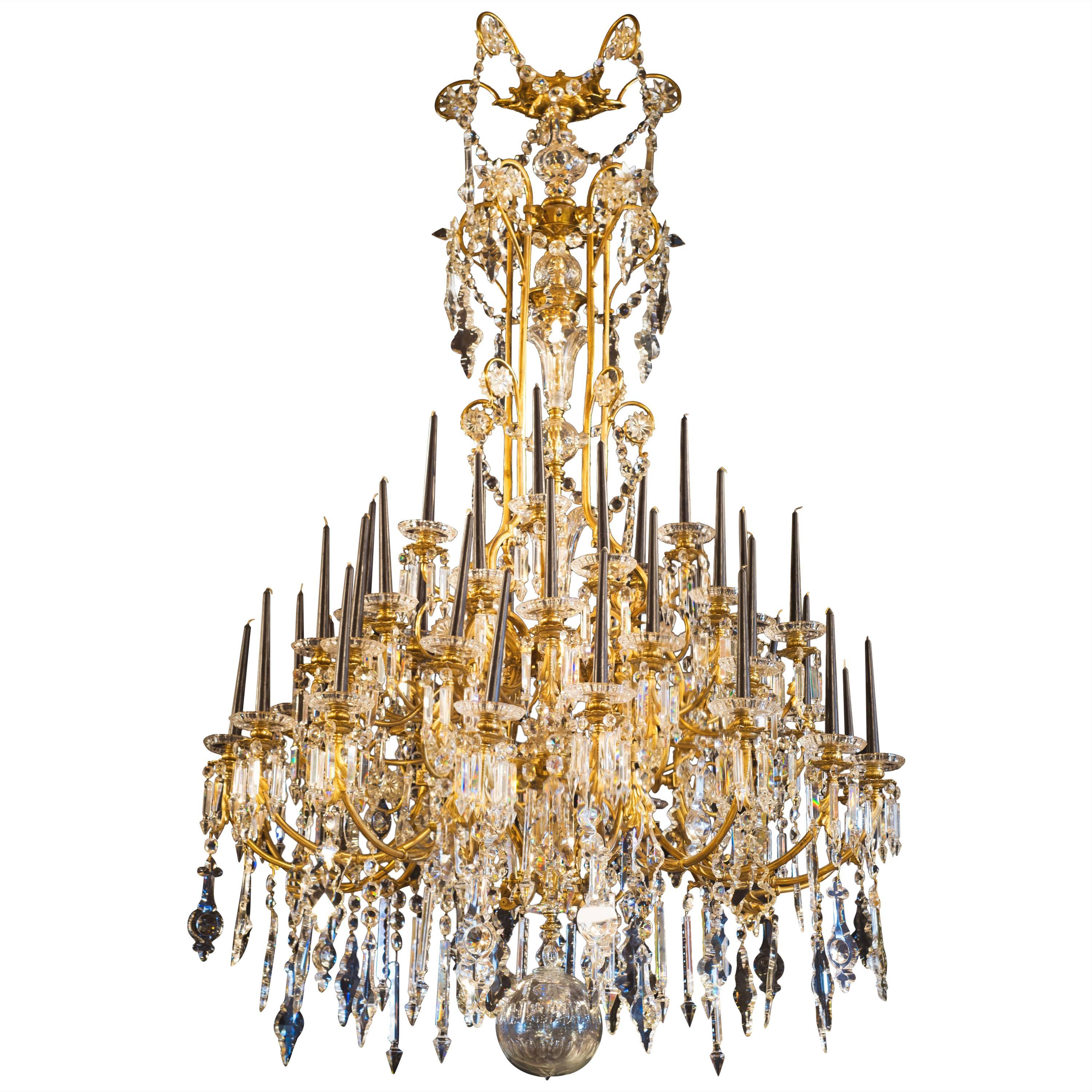 Monumental 19th Century Chandelier with Crystal Bells, Forty Four-Light Points For Sale