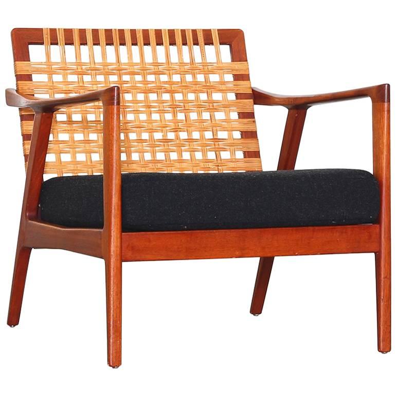Beautiful Danish Lounge Easy Chairs with Woven Cane Back