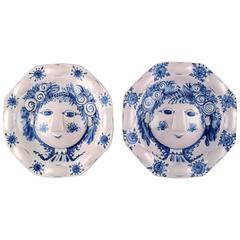 Pair of Unique Dishes in Stoneware by Bjorn Wiinblad from 1975
