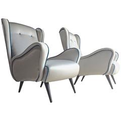 Osvaldo Borsani Style Armchairs Pair 1950s Italian 3