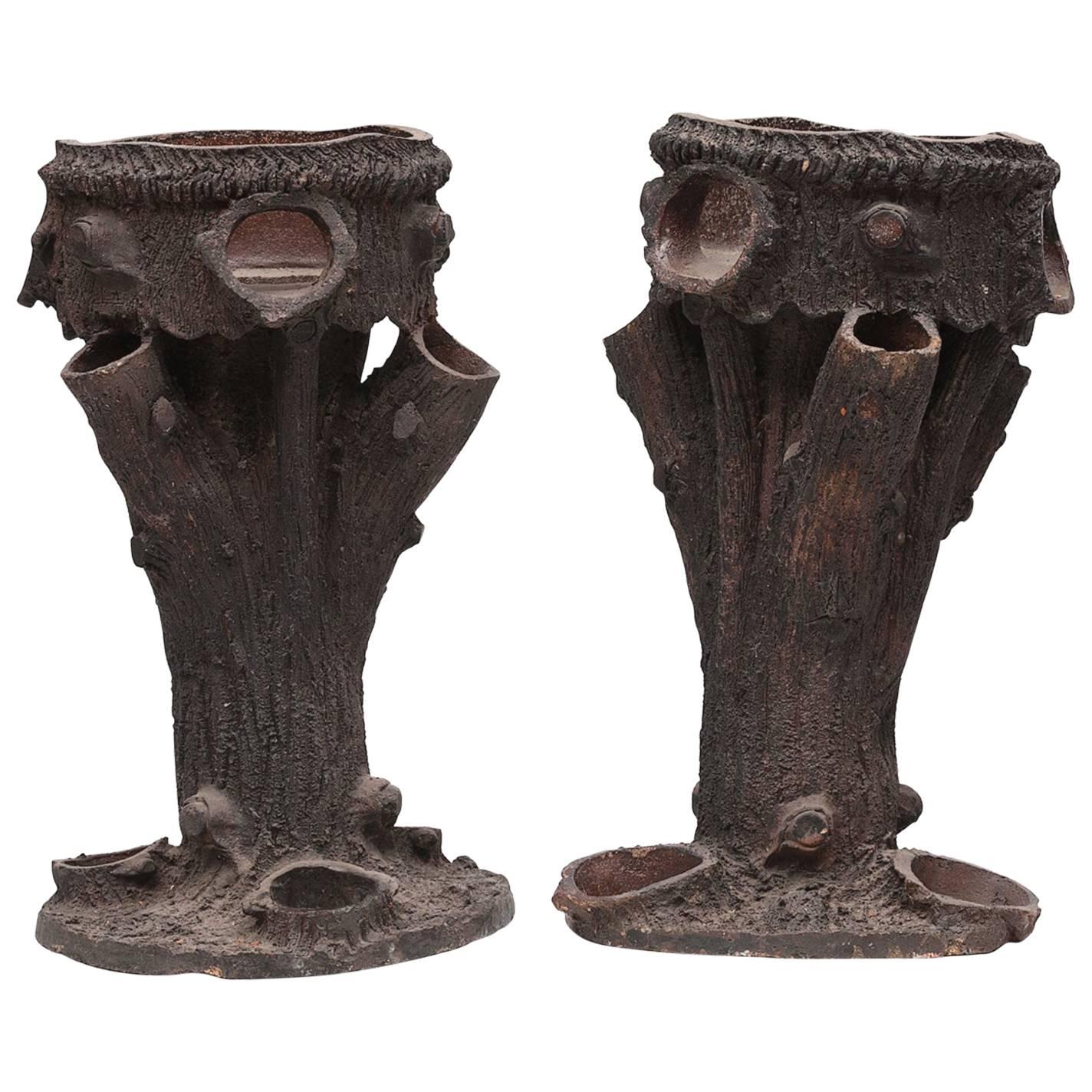 19th Century Pair of Terracotta Planters in the Form of Trees For Sale