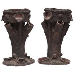19th Century Pair of Terracotta Planters in the Form of Trees