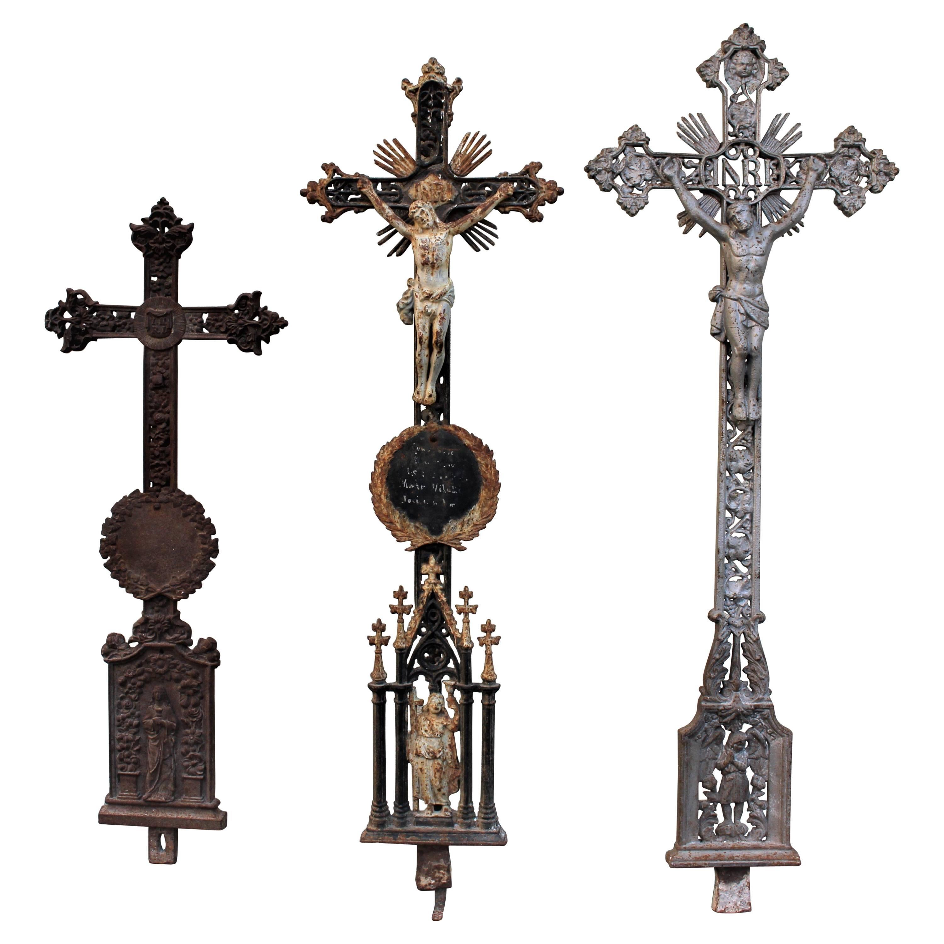 French Belle Epoque Castiron Large Crosses For Sale