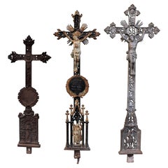 Antique French Belle Epoque Castiron Large Crosses