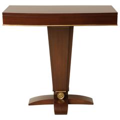 French Art Deco Rosewood Console Table on Pedestal Base, circa 1940