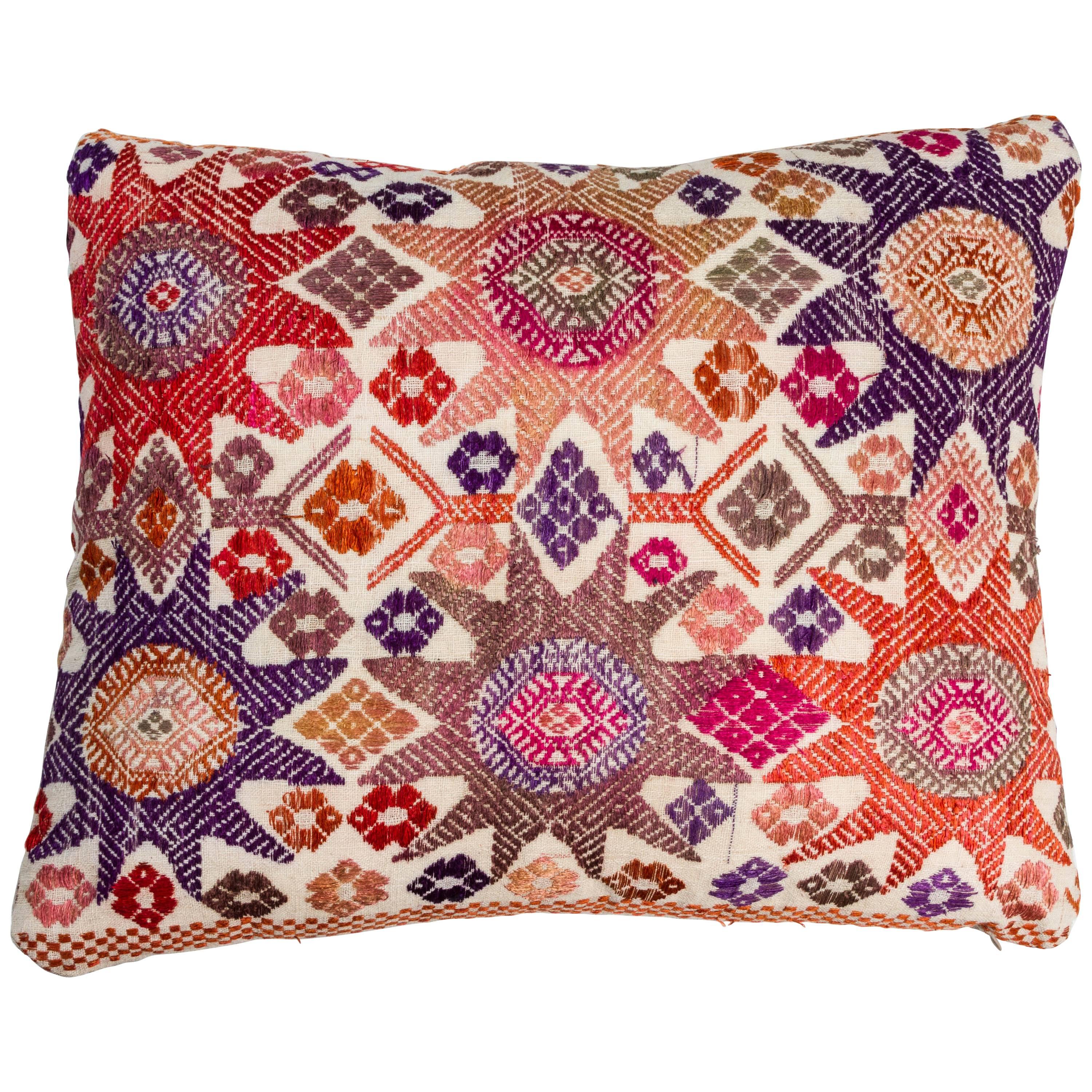 Vintage Vietnamese Hill Tribe Embroidered Pillow For Sale