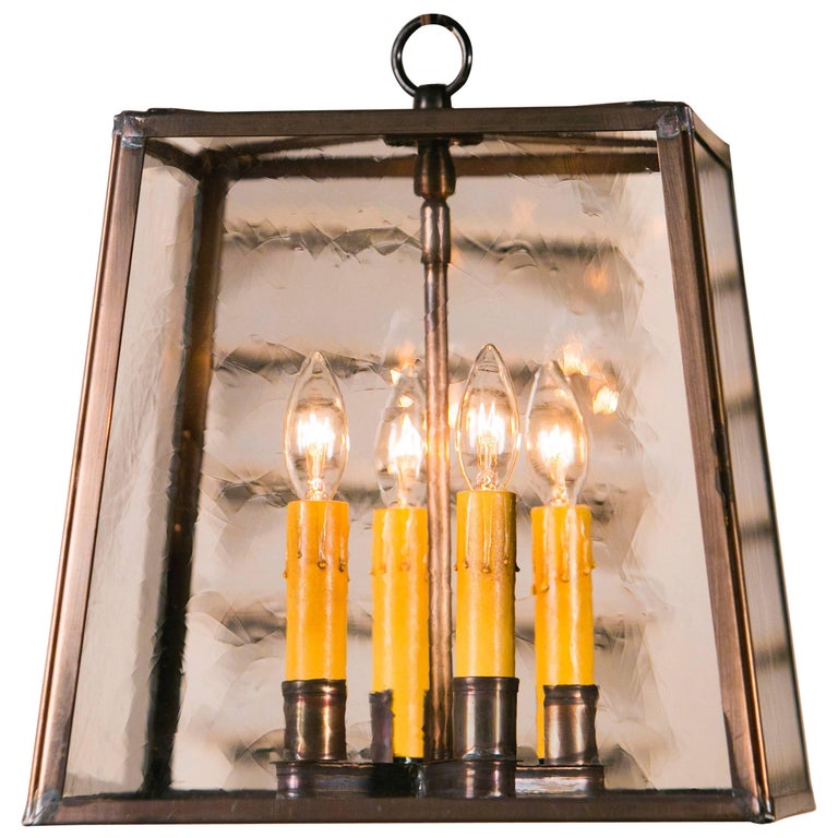 HandCrafted American Trapezoid Brass "Ashland" Lantern For Sale at