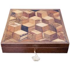 18th Century Tunbridge Ware Writing Box Tumbling Block Specimen Woods circa 1800 2