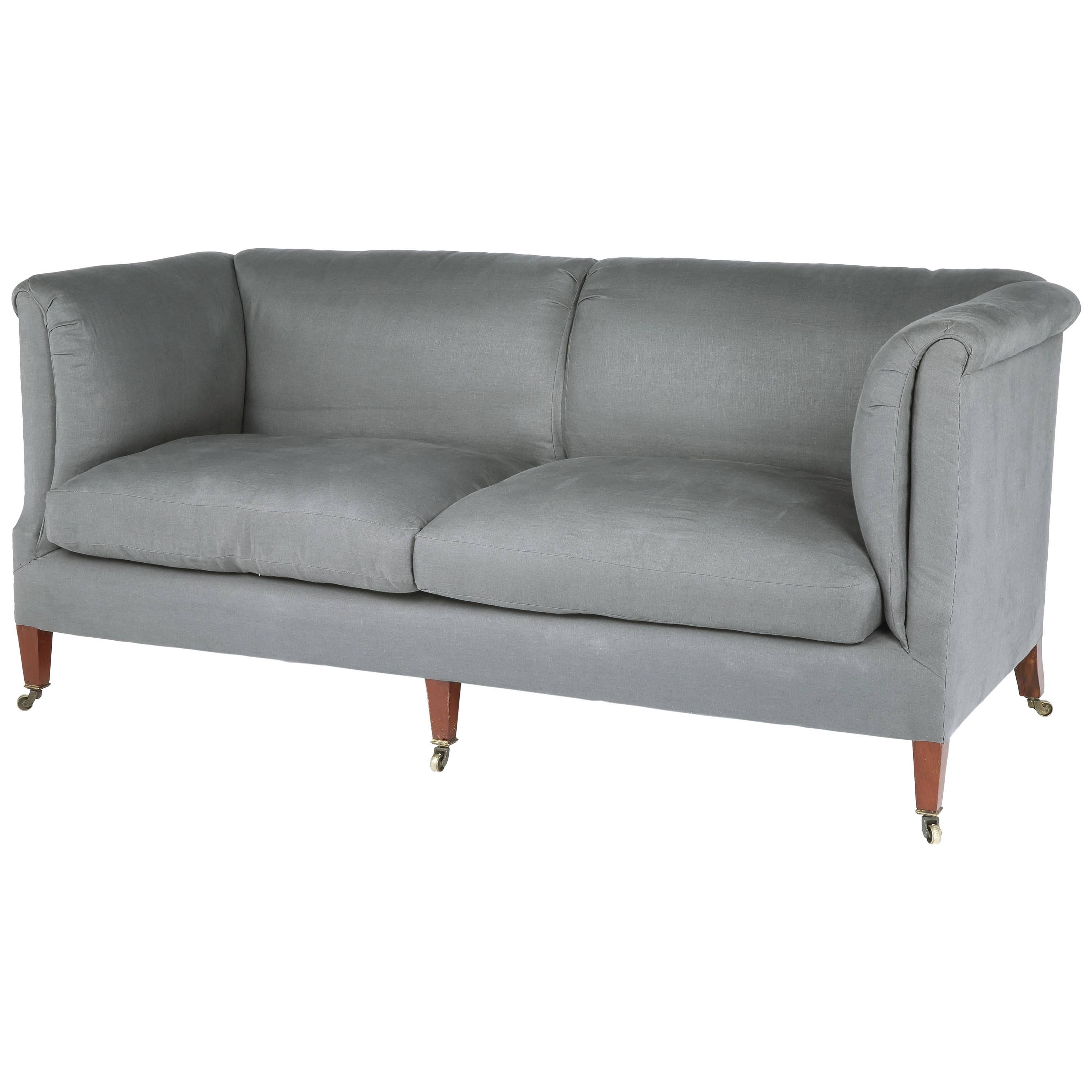 Mahogany and Upholstered Square-Sided "Baring" Sofa For Sale