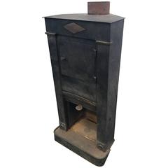 Early 19th Century Iron Wood Burning Corner Stove