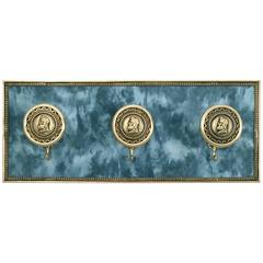Italian Fabric and Brass Wall-Mounted Coat Hook, 1950s 4