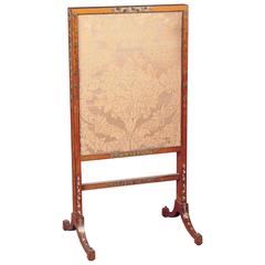19th Century Hand-Painted Satinwood Firescreen